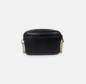 LOM Australia | Libra Cross Body bag in sustainable, vegan, black cactus leather with antique gold hardware.