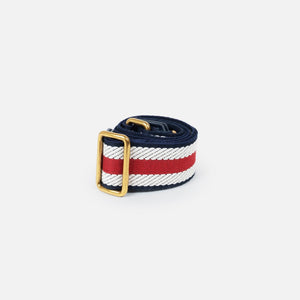 LOM Australia - Chamaeleon Red, White & Navy cotton webbing strap.